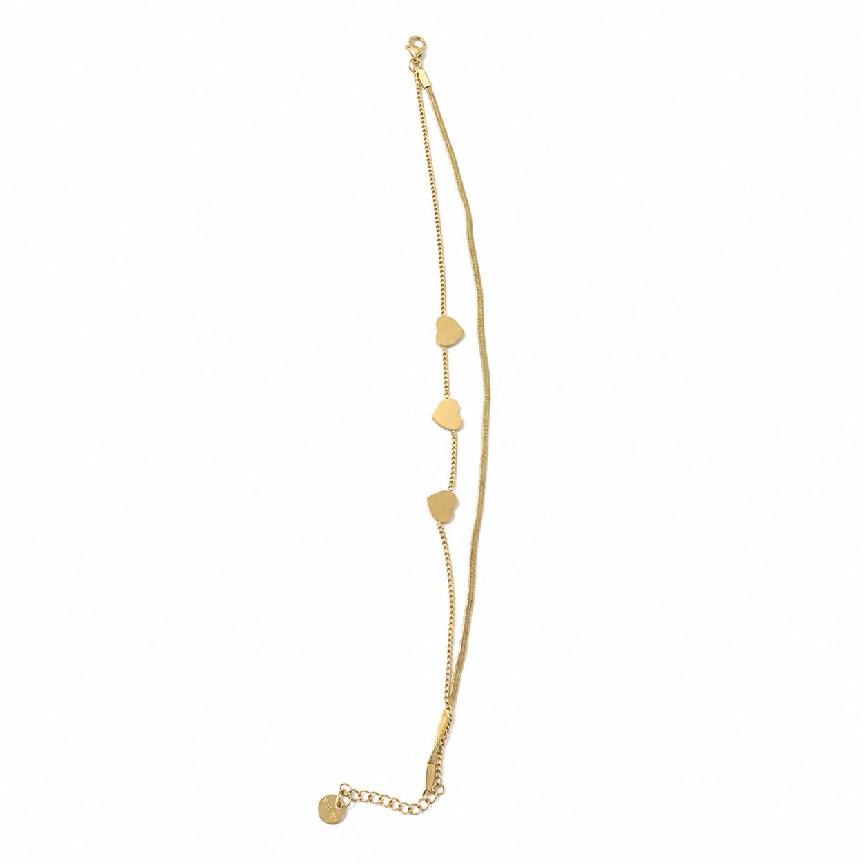 Heart Detail Anklet – 14K Gold Plated Steel Adjustable Anklet