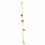 Ladybug and Daisy Detailed Anklet – 14K Gold Plated Steel Anklet