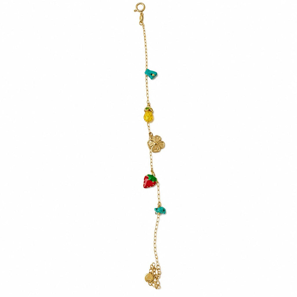 Steel Anklet with Fruit and Flower Figures – 14K Gold Plated Anklet