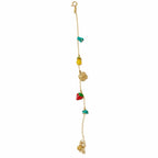 Steel Anklet with Fruit and Flower Figures – 14K Gold Plated Anklet