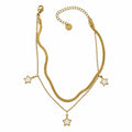 Star Detailed Double Chain Anklet – 14K Gold Plated Steel Anklet