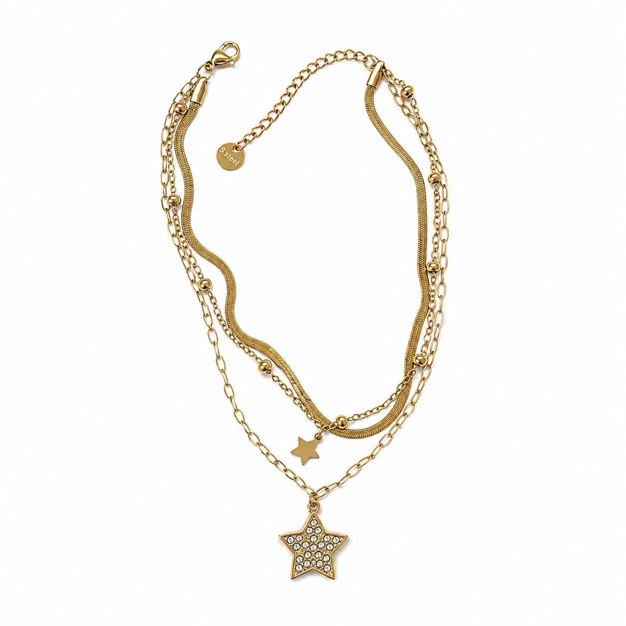 Layered Star Ankle Bracelet – 14K Gold Plated Steel Ankle Bracelet