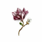 Magnolia Pearl Brooch – Purple Flower Detail