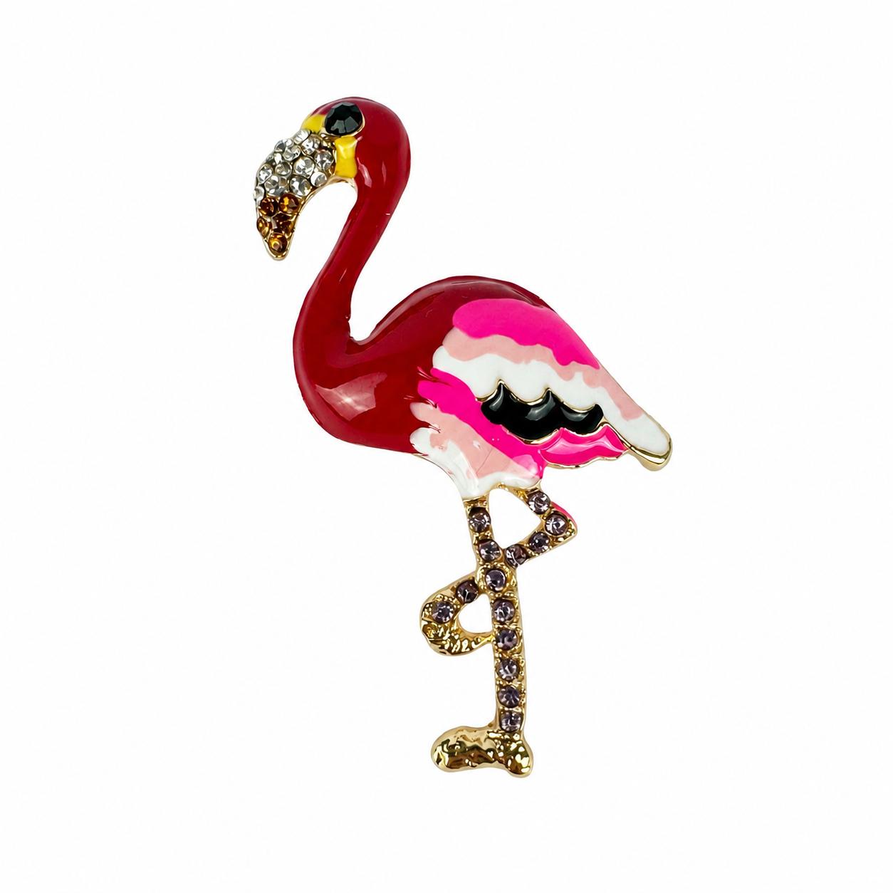 Flamingo Glow Brooch – Flamingo Design with Stone Details