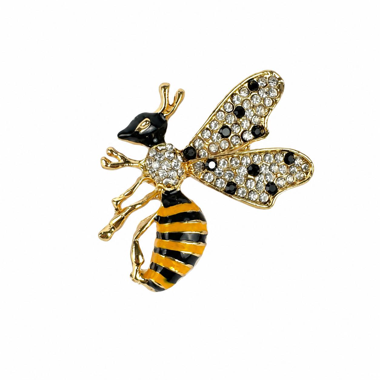 Crystal Bee Brooch – Stone-Detailed Bee Design