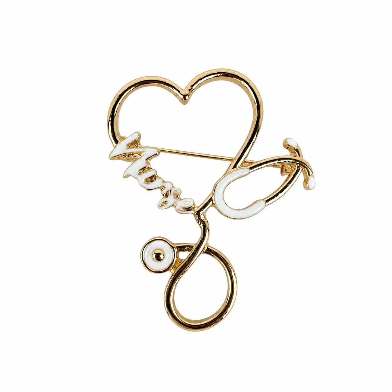 Heartbeat Brooch – Stethoscope and Heart Design