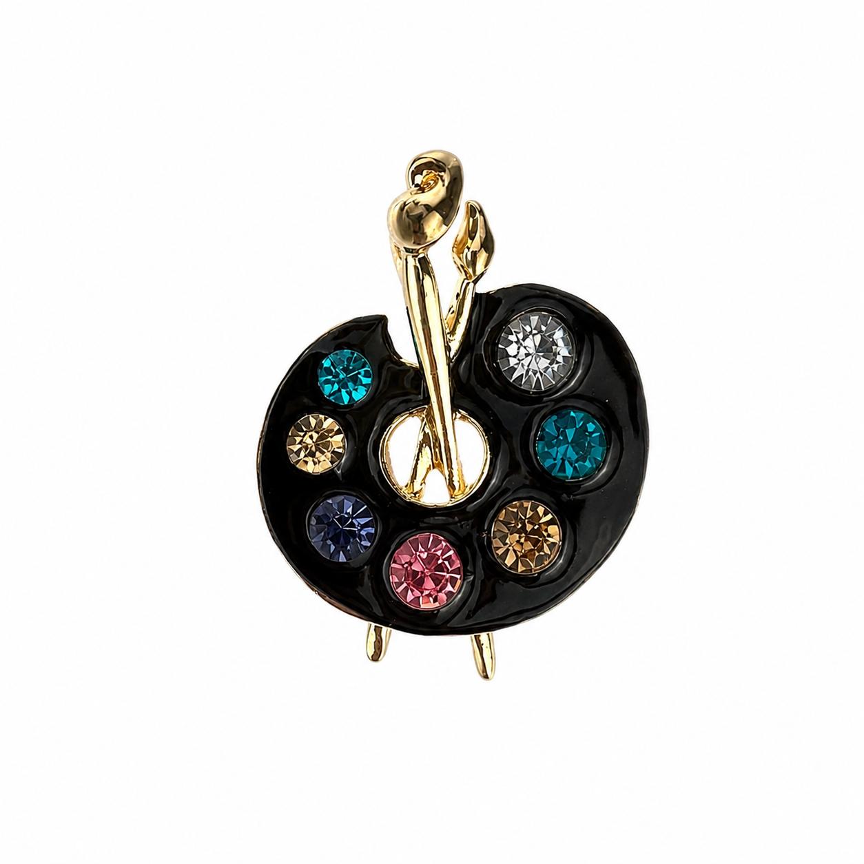 Artist Palette Brooch – Painter's Palette Design with Colorful Stone Details