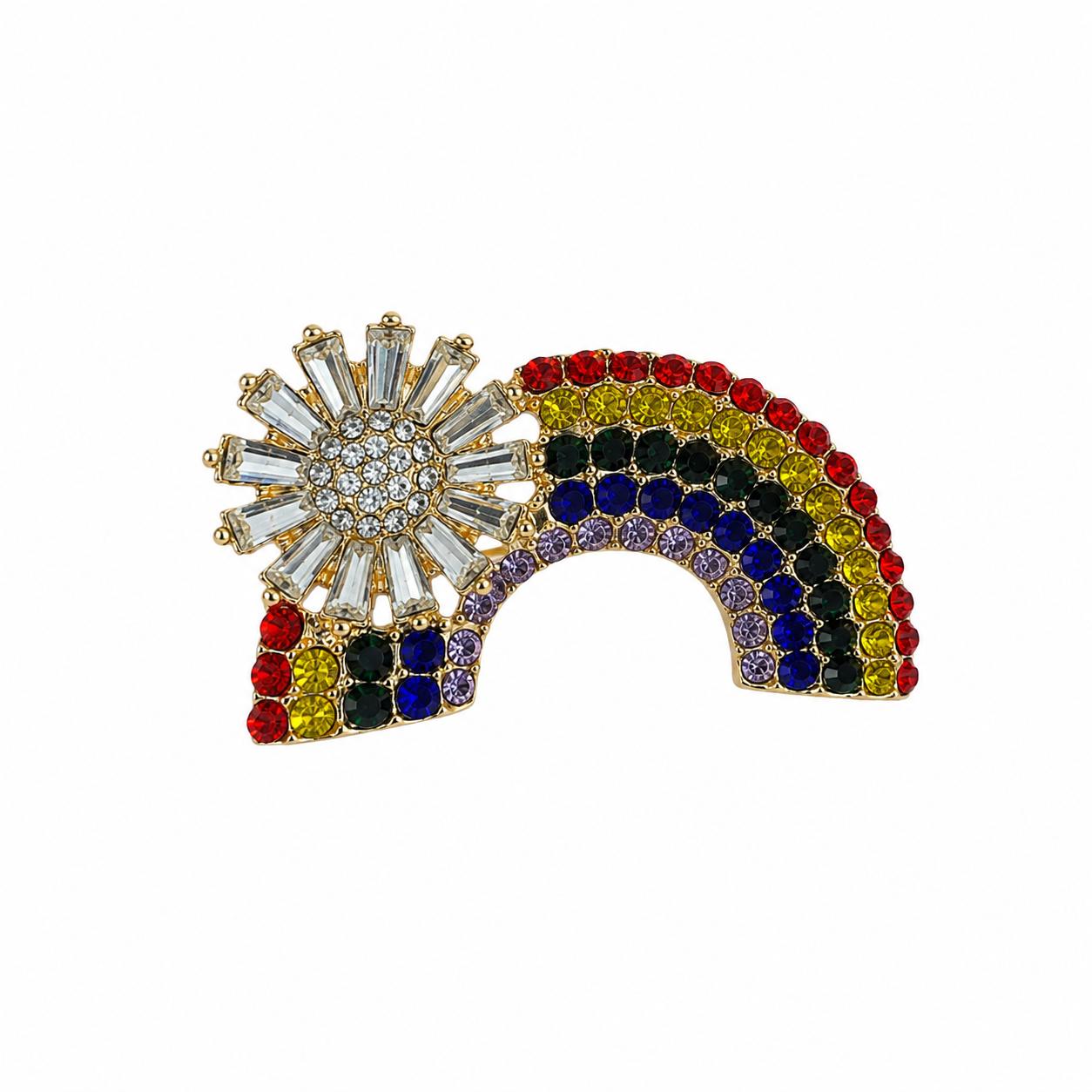 Rainbow Shine Brooch – Sun and Rainbow Design