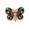 Colorful Stone Detailed Butterfly Brooch – Elegant Design with Crystal Stones