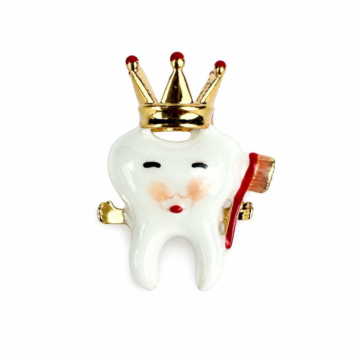 Zahnprinz Brosche – niedliche, gekrönte Zahnfigur-Brosche