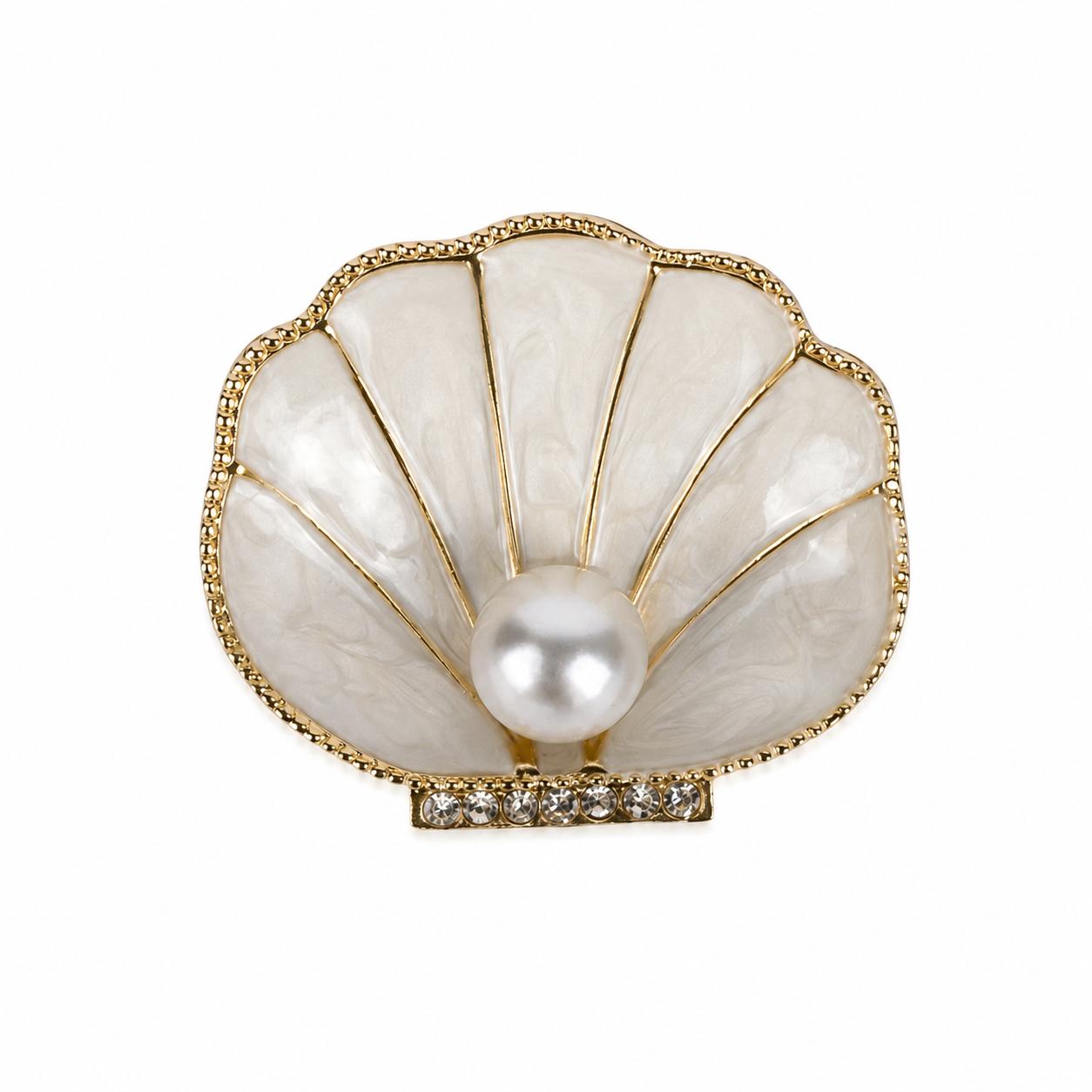 Pearl Detailed Seashell Brooch – Elegant and Stylish Design