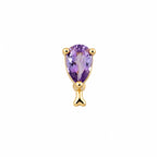 14K Gold Plated Purple Zircon Stone Ear Piercing - Surgical Steel