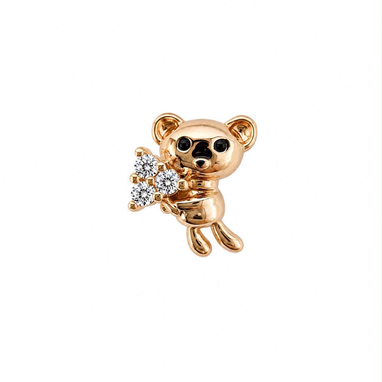Rose Gold 14K Gold Plated Teddy Bear Figure Surgical Steel Ear Piercing