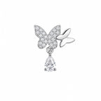 Ohrpiercing aus Chirurgenstahl mit Schmetterlingsmotiv und Zirkonstein
