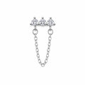 Surgical Steel Ear Piercing with Chain Detail and Zircon Stone