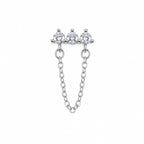 Surgical Steel Ear Piercing with Chain Detail and Zircon Stone