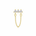 14K Gold Plated Chain Detailed Surgical Steel Ear Piercing