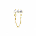 14K Gold Plated Chain Detailed Surgical Steel Ear Piercing
