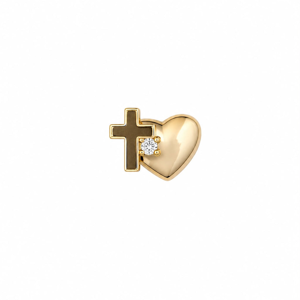 Heart and Cross Figure Rose Gold 14K Plated Surgical Steel Ear Piercing