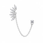 Ohrpiercing aus Chirurgenstahl mit Blatt- und Steindetails und Kette
