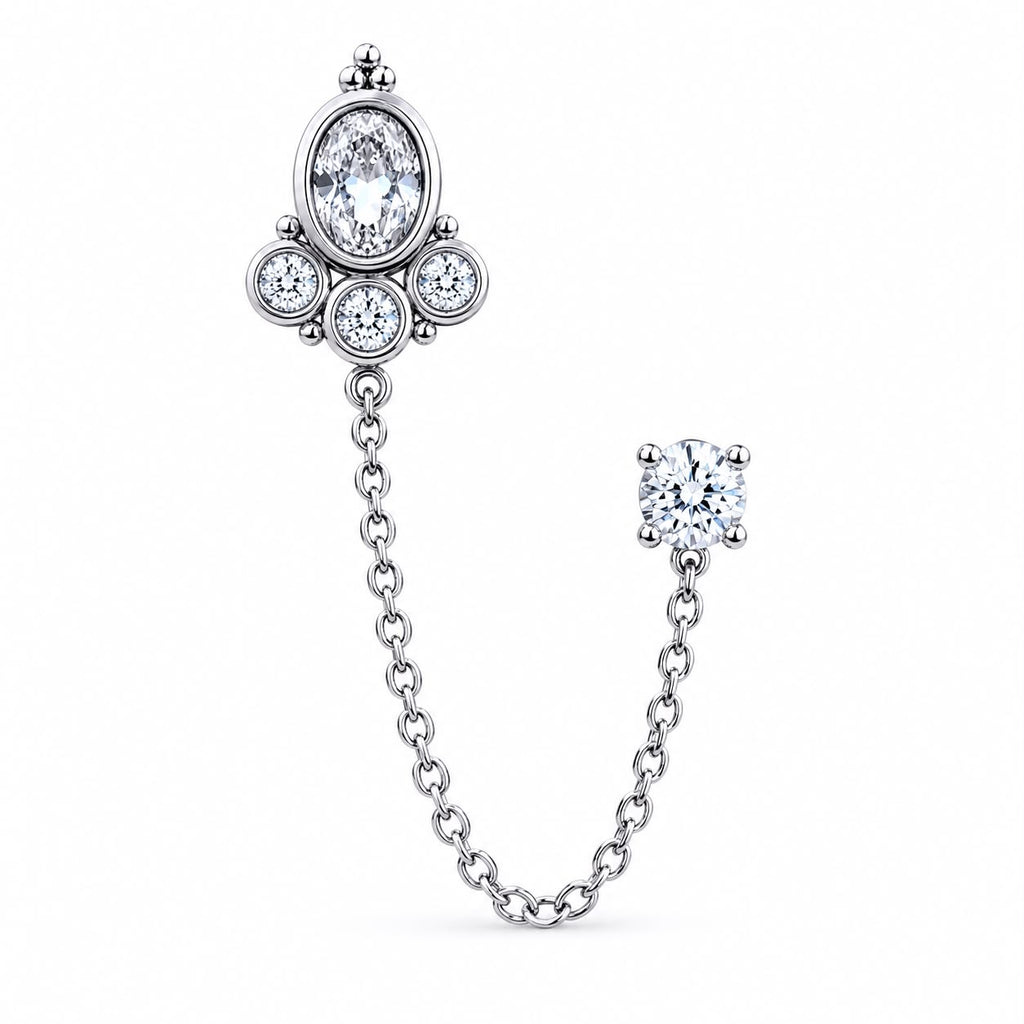 Kugel Piercing aus Chirurgenstahl mit Kettendetail