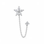 Chirurgischer Stahl Ohrpiercing mit Blumenmotiv und Kettendetail