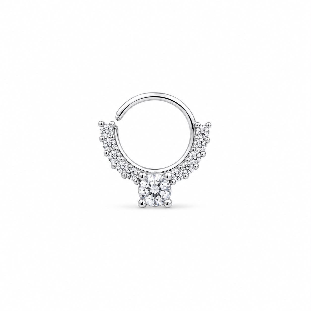 Stone-Embellished Surgical Steel Septum and Ear Piercing Ring