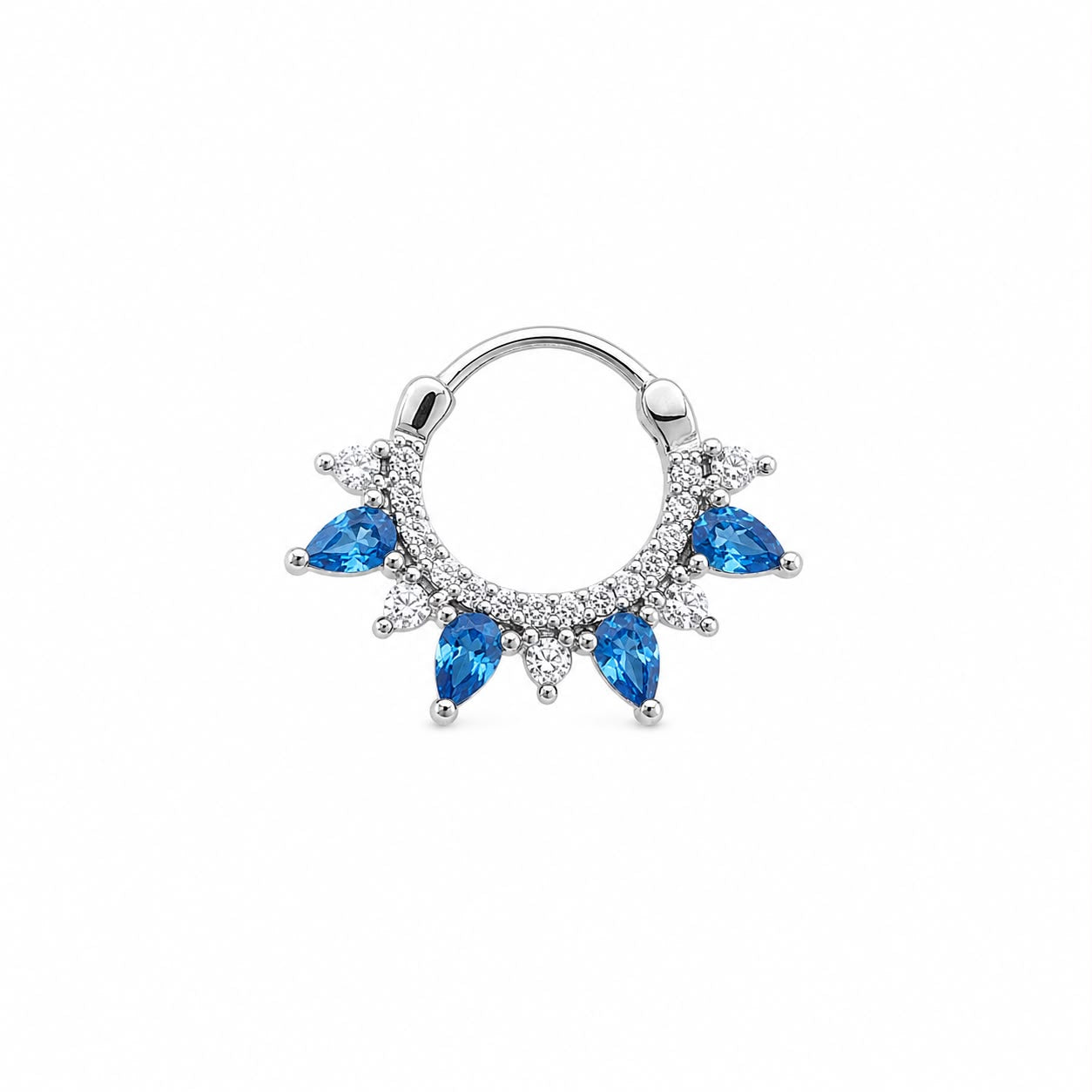 Blauer Stein Clip-On Ring Chirurgenstahl Nasen- und Ohrpiercing
