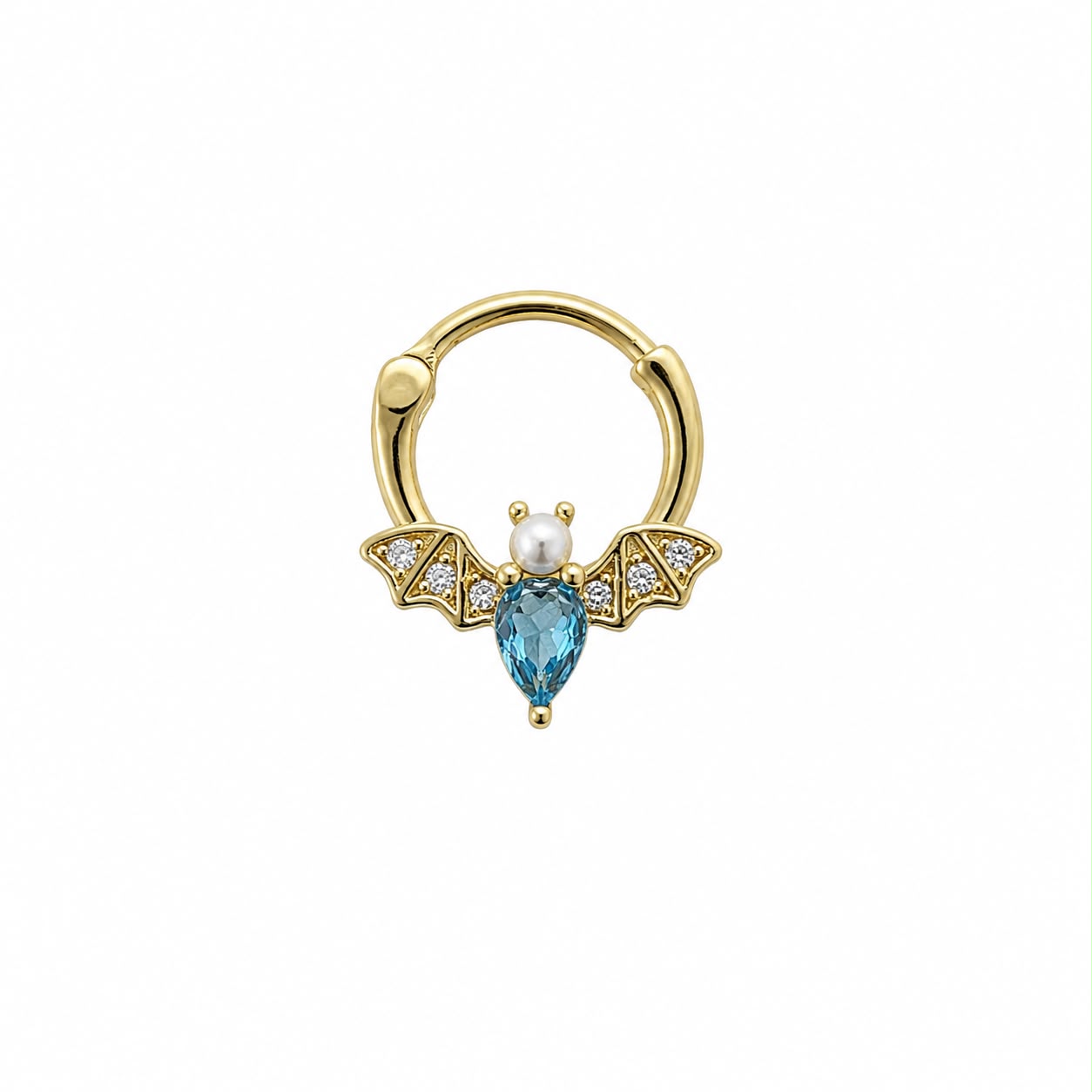 14K vergoldeter Chirurgenstahl-Creolen-Piercing – Fledermaus-Design, geeignet für Ohr & Nase