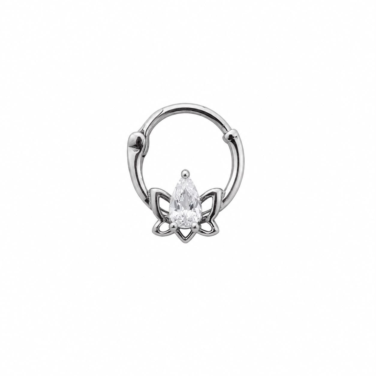 Surgical Steel Lotus Stone Ring Piercing - Ear & Nose Compatible