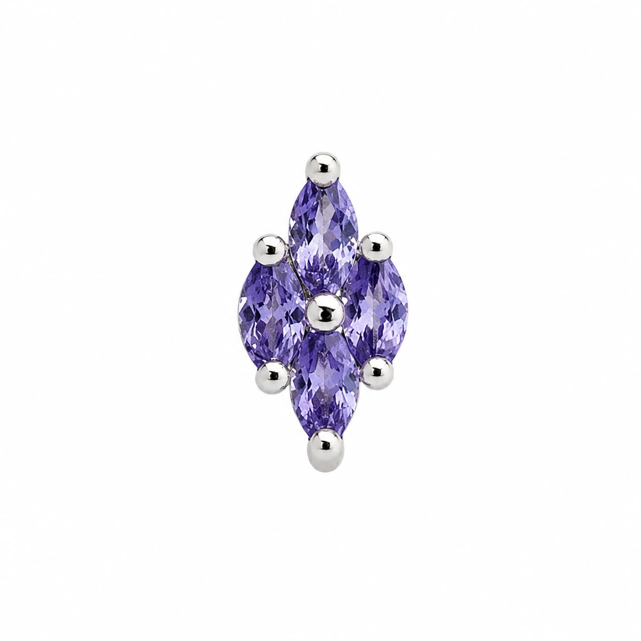 Purple Stone Detailed Surgical Steel Ear Piercing