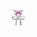 Pink Heart Bow Detail Surgical Steel Ear Piercing