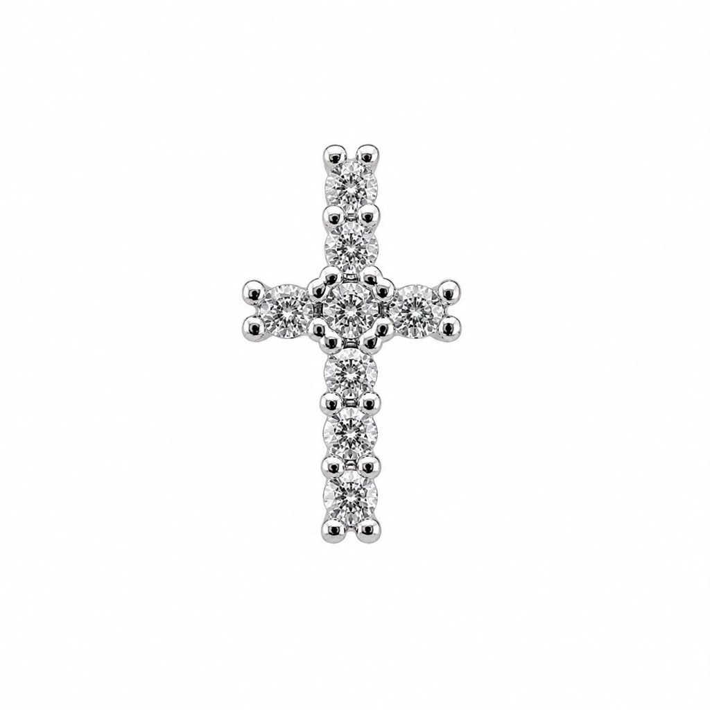 Surgical Steel Ear Piercing with Cross and Stone Detail