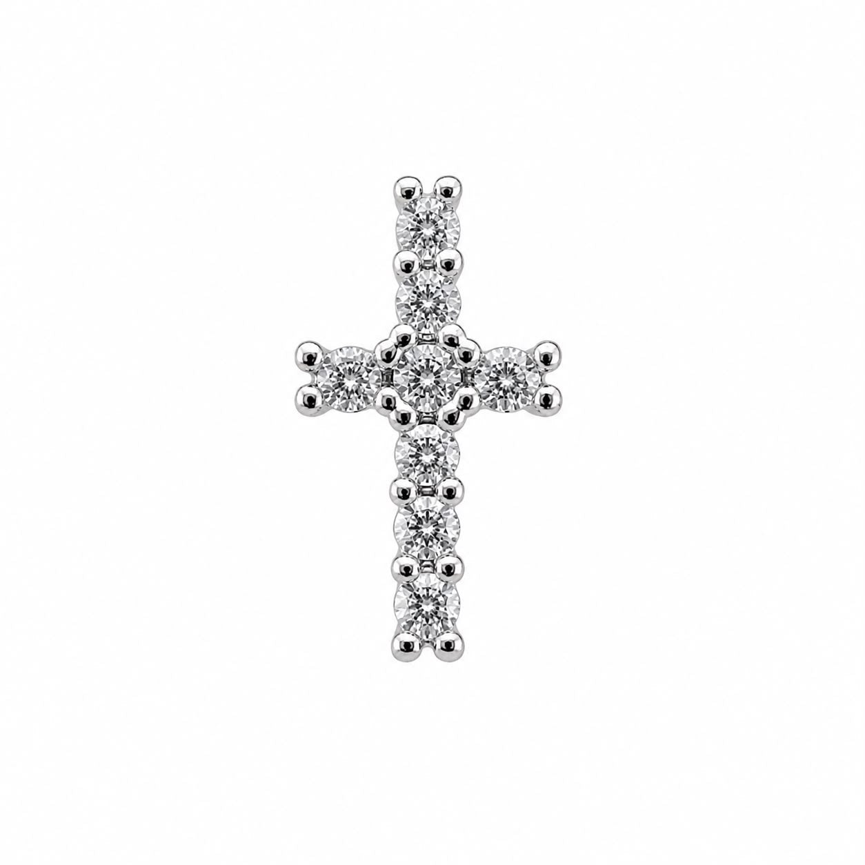 Surgical Steel Ear Piercing with Cross and Stone Detail