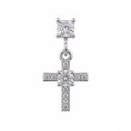 Stone Dangle Cross Figure Surgical Steel Ear Piercing