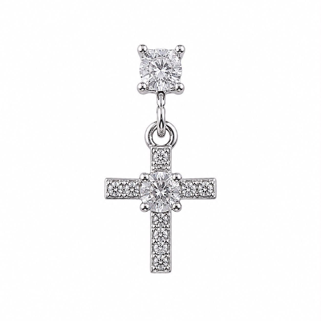 Stone Dangle Cross Figure Surgical Steel Ear Piercing