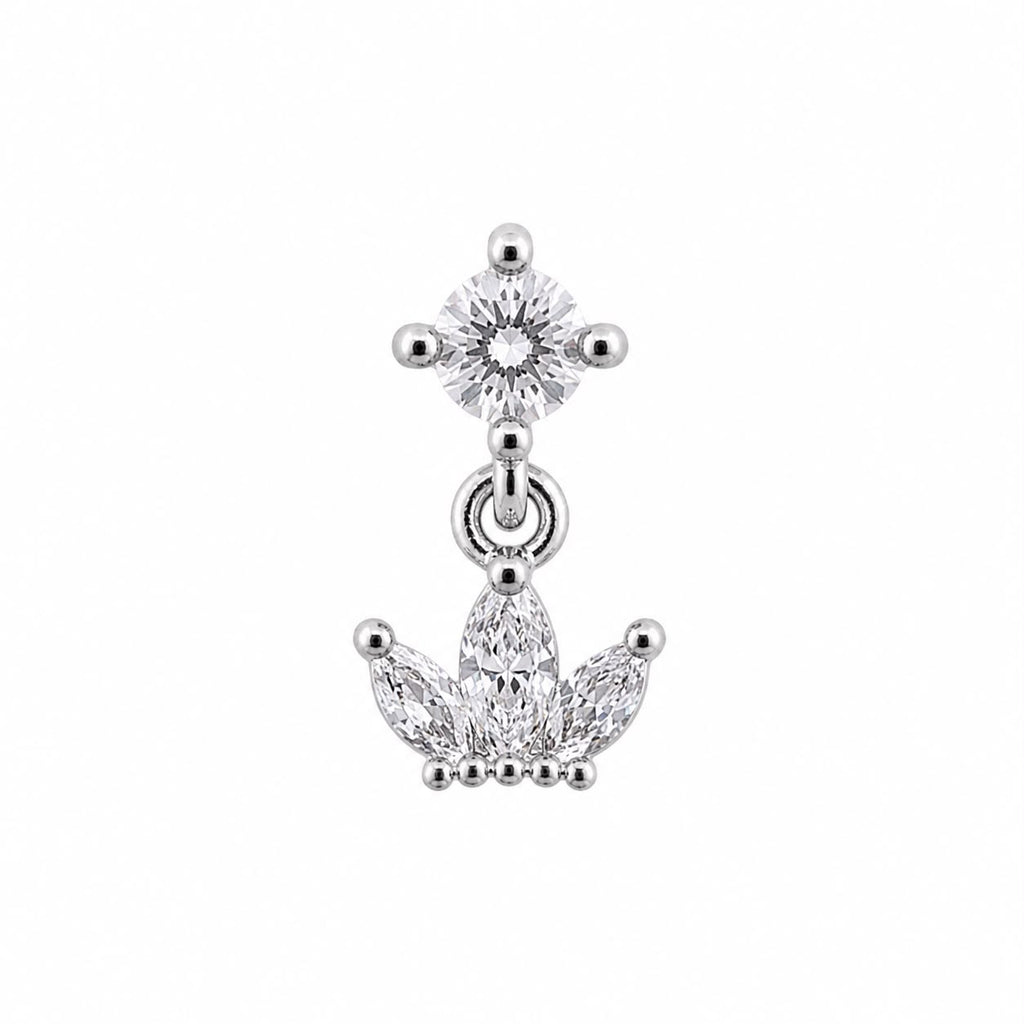 Lotus Flower Dangle Surgical Steel Ear Piercing