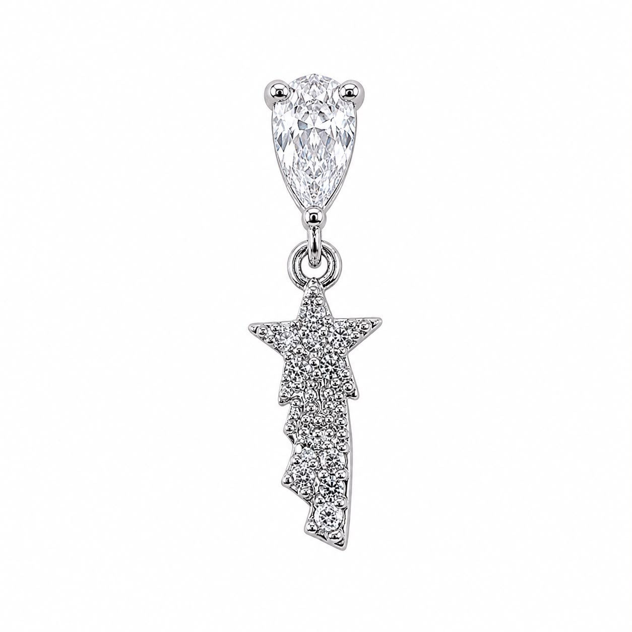 Dangling Surgical Steel Ear Piercing with Star Figure