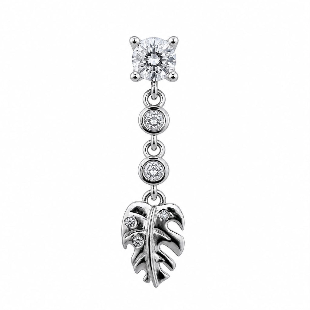 Leaf Detail Dangle Surgical Steel Ear Piercing