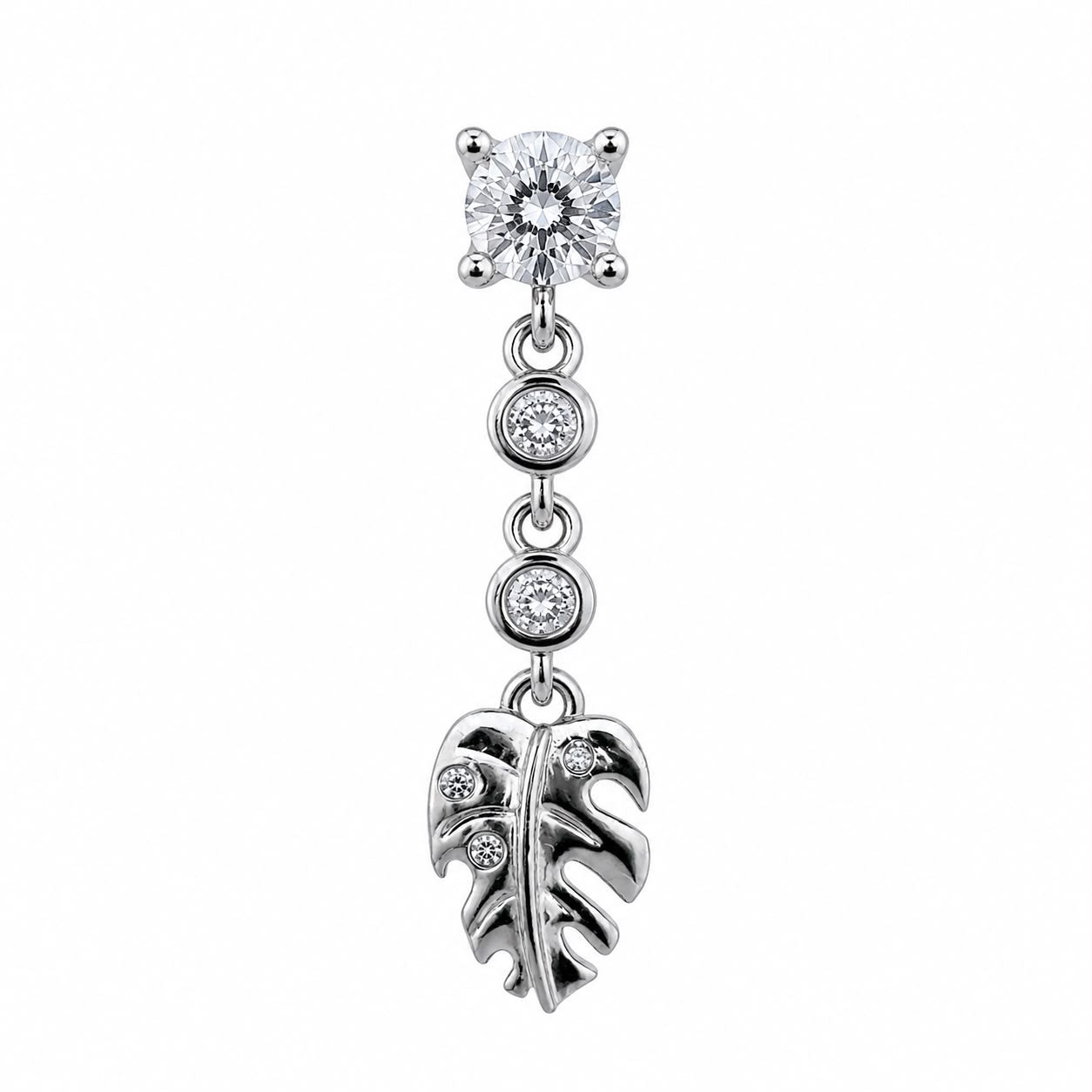 Leaf Detail Dangle Surgical Steel Ear Piercing