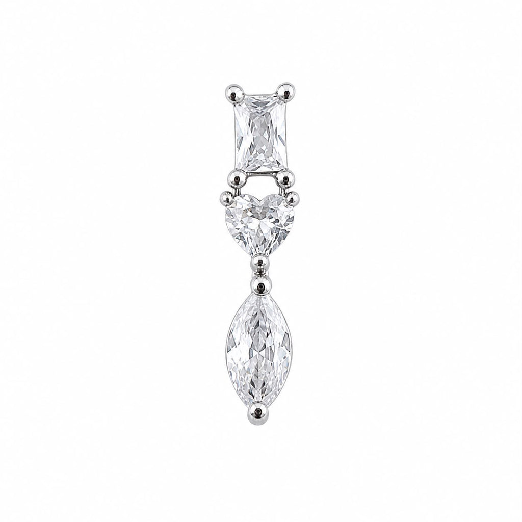Chirurgenstahl-Ohrpiercing mit Zirkonia-Herzdetails