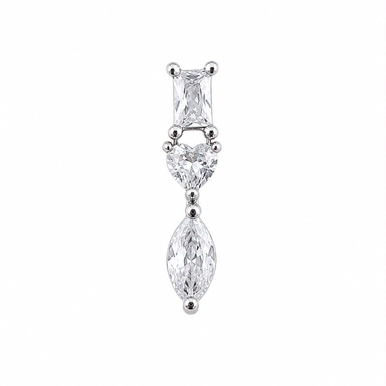 Chirurgenstahl-Ohrpiercing mit Zirkonia-Herzdetails