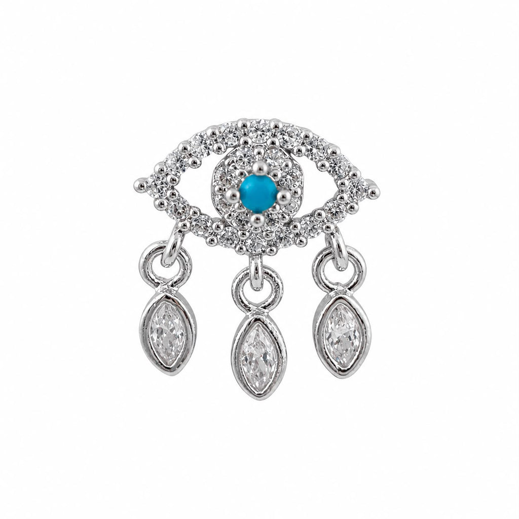 Blue Stone Detailed Dangle Surgical Steel Ear Piercing