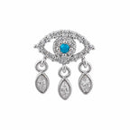Blue Stone Detailed Dangle Surgical Steel Ear Piercing