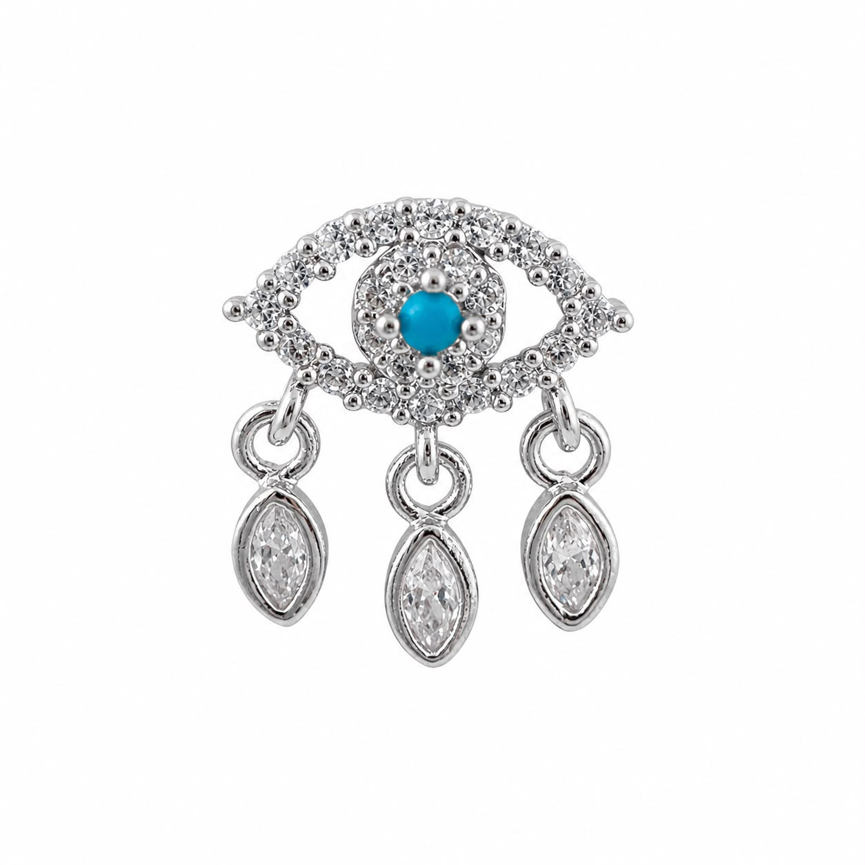 Blue Stone Detailed Dangle Surgical Steel Ear Piercing