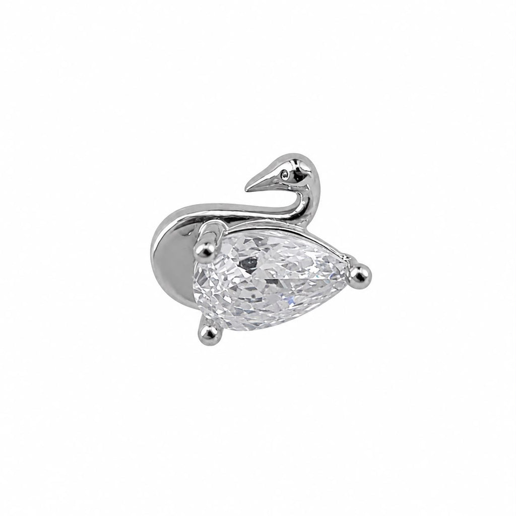 Swan Figure Zircon Stone Surgical Steel Ear Piercing