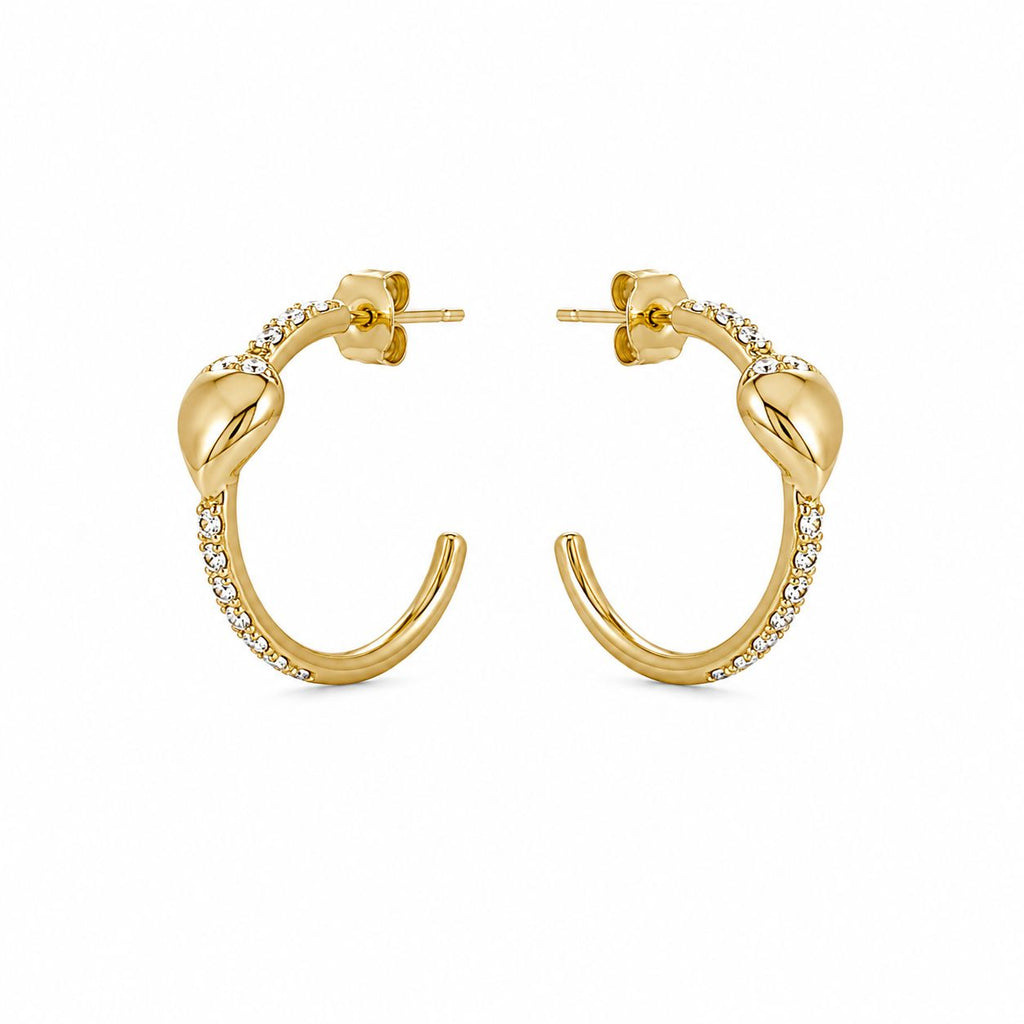 Herzdetail Zirkonia Ohrring – Stahl | 18K Vergoldet | Wasserfest