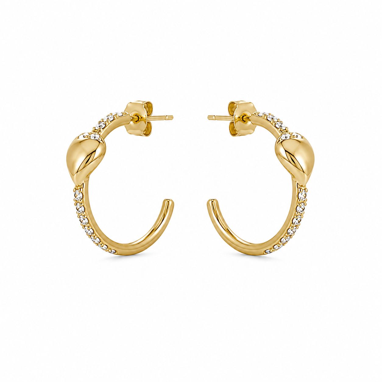 Herzdetail Zirkonia Ohrring – Stahl | 18K Vergoldet | Wasserfest
