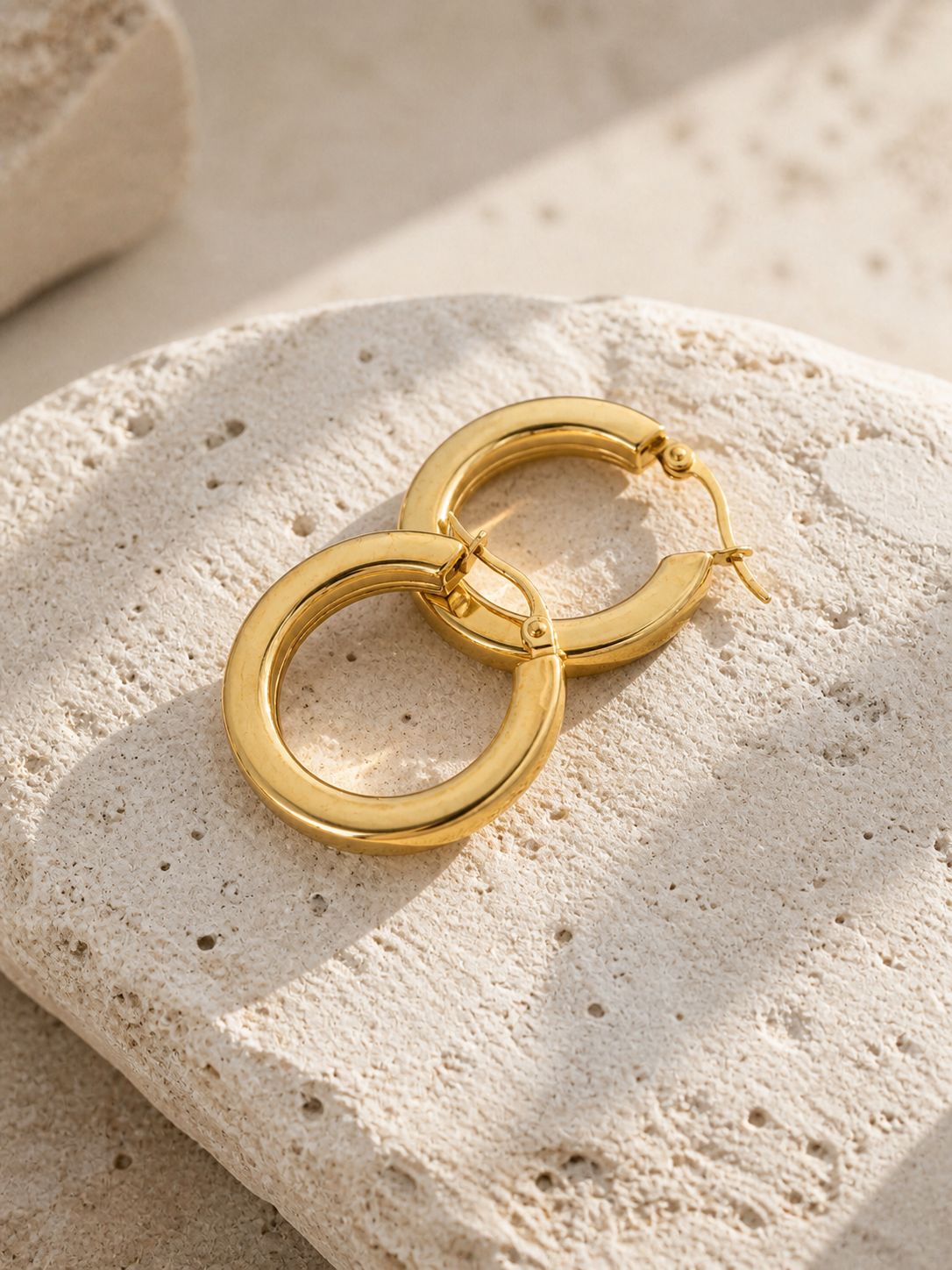 Classic Hoop Earrings – Steel | 18K Gold Plated | Waterproof