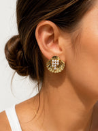 Pearl Detailed Seashell Earrings – Steel | 18K Gold Plated | Water Resistant